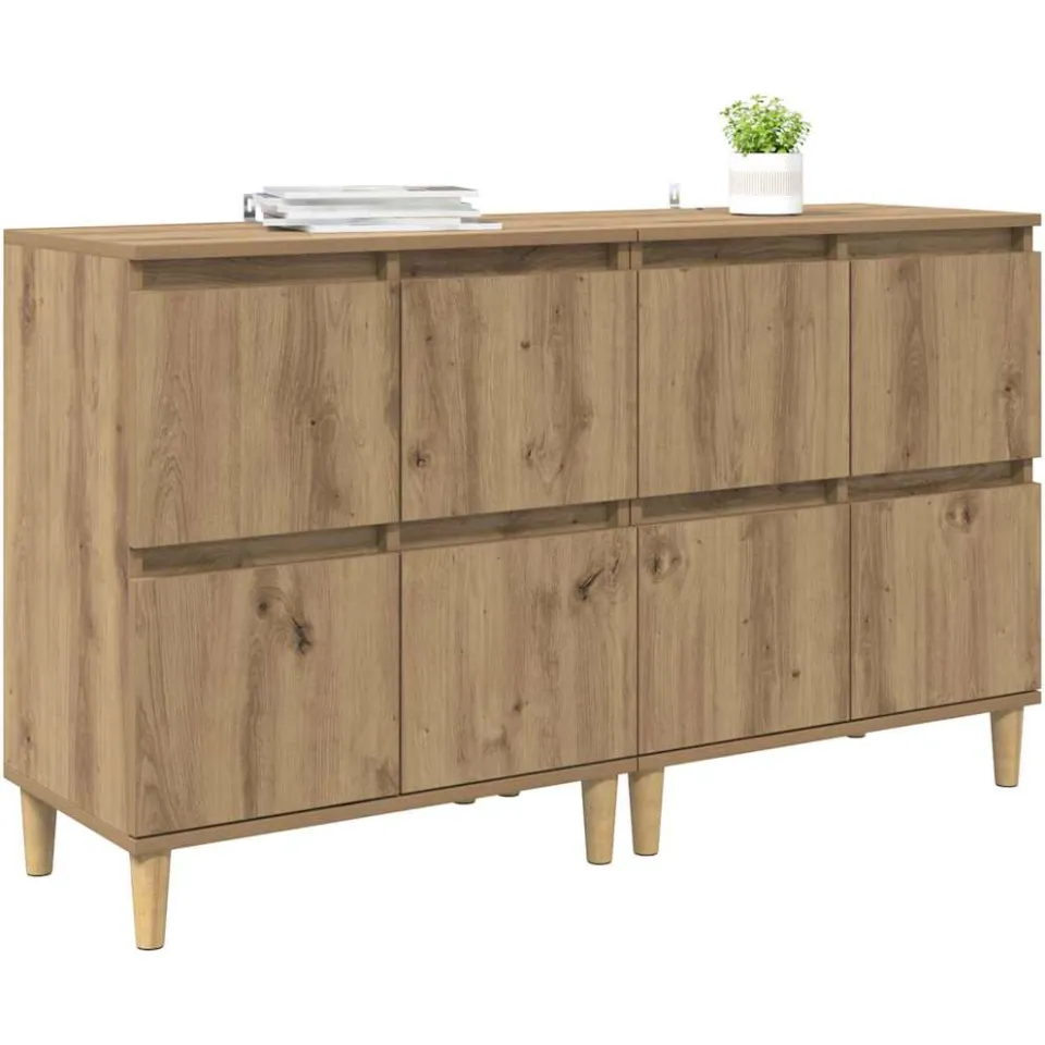 vidaXL Dressoirs 2 st Artisan Eiken 60 x 35 x 70 cm Bewerkt hout Bruin