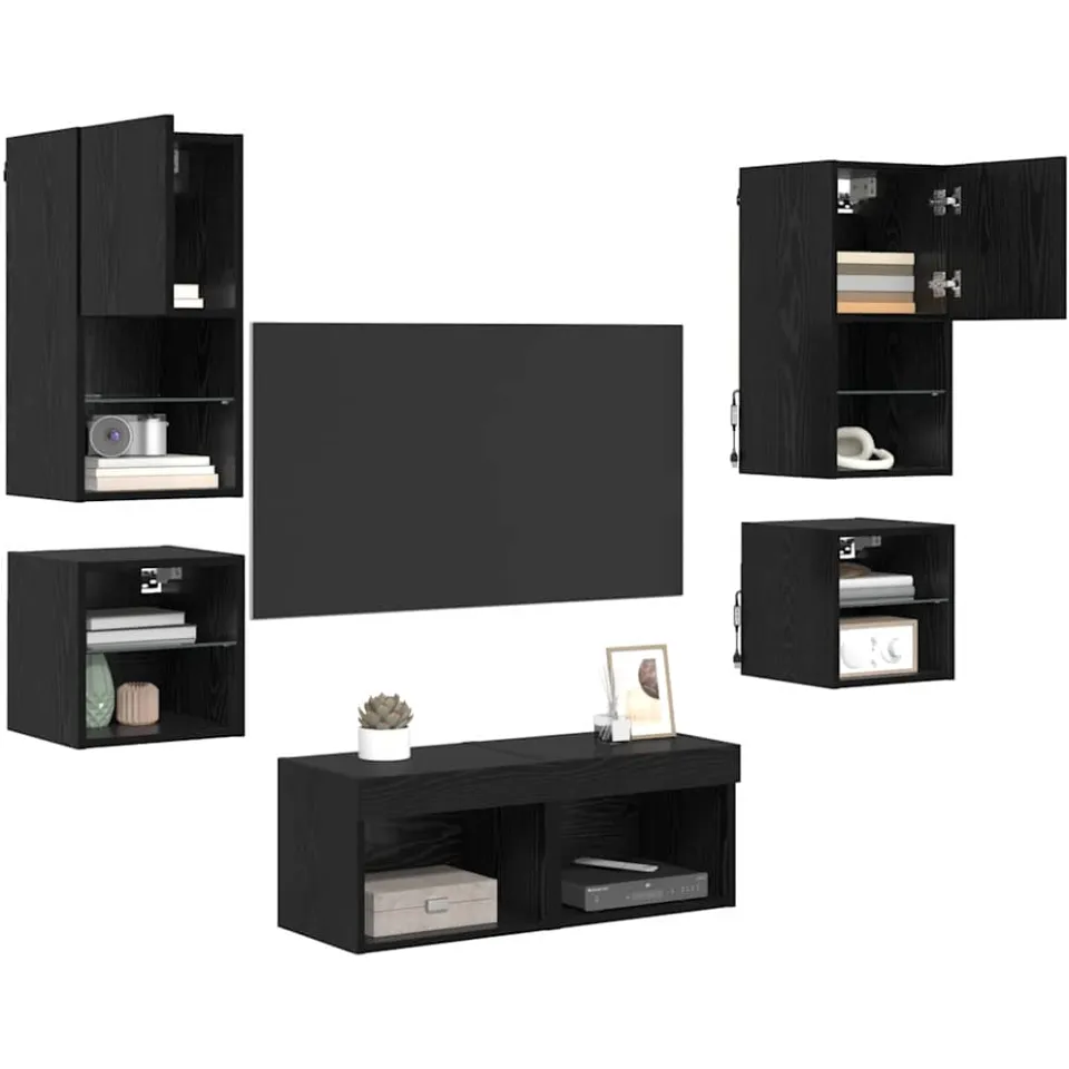 vidaXL TV Wandmeubels 8 st 30,5 x 30 x 60 cm Zwart Eiken