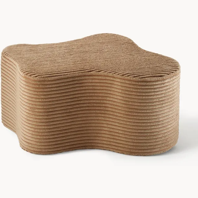 Wigiwama Handgemaakte corduroy poef Cloud Lichtbruin