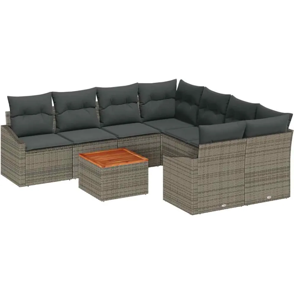 vidaXL Tuinbankenset 9 st Grijs poly rattan