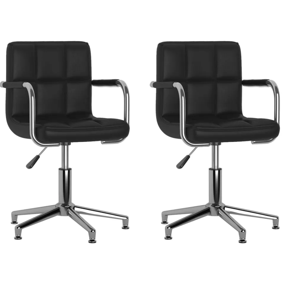 vidaXL Eetkamerstoelen draaibaar 2 st kunstleer zwart, foto 3