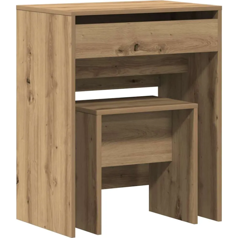 vidaXL Kaptafel 2 st artisanaal eikenkleurig 60 x 40 x 75 cm, foto 3