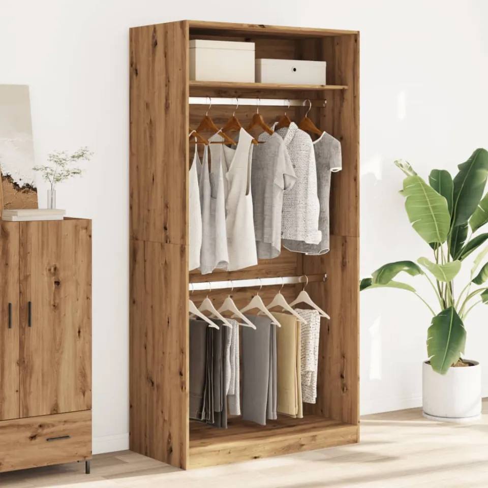 vidaXL Kledingkast 100x50x200 cm bewerkt hout artisanaal eikenkleurig, foto 2