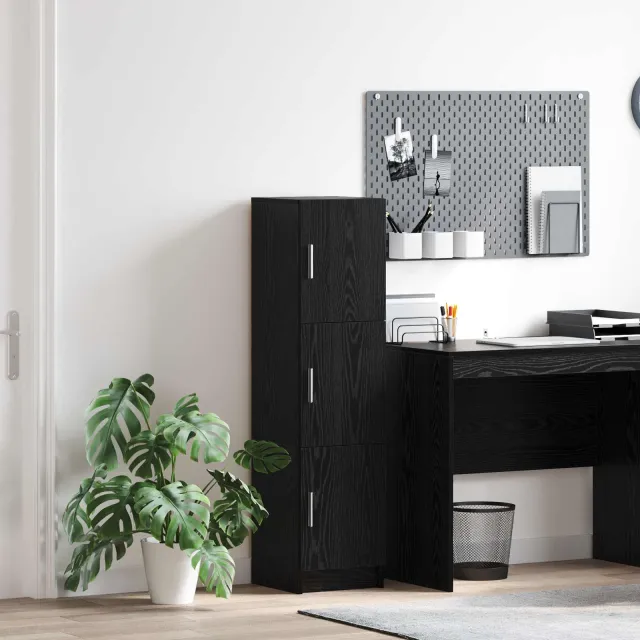 vidaXL Hoge kast Zwart Eiken 31.5 x 32 x 122.5 cm, foto 2