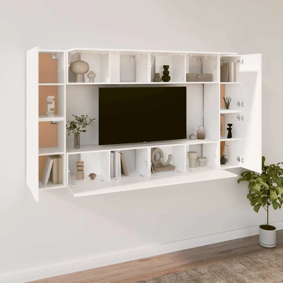 vidaXL 8-delige Tv-meubelset bewerkt hout wit, foto 3