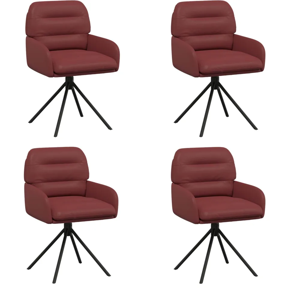 vidaXL Draai Eetstoelen 4 st Kunstleer Wijnrood 59 x 59,5 x 90 cm, foto 3