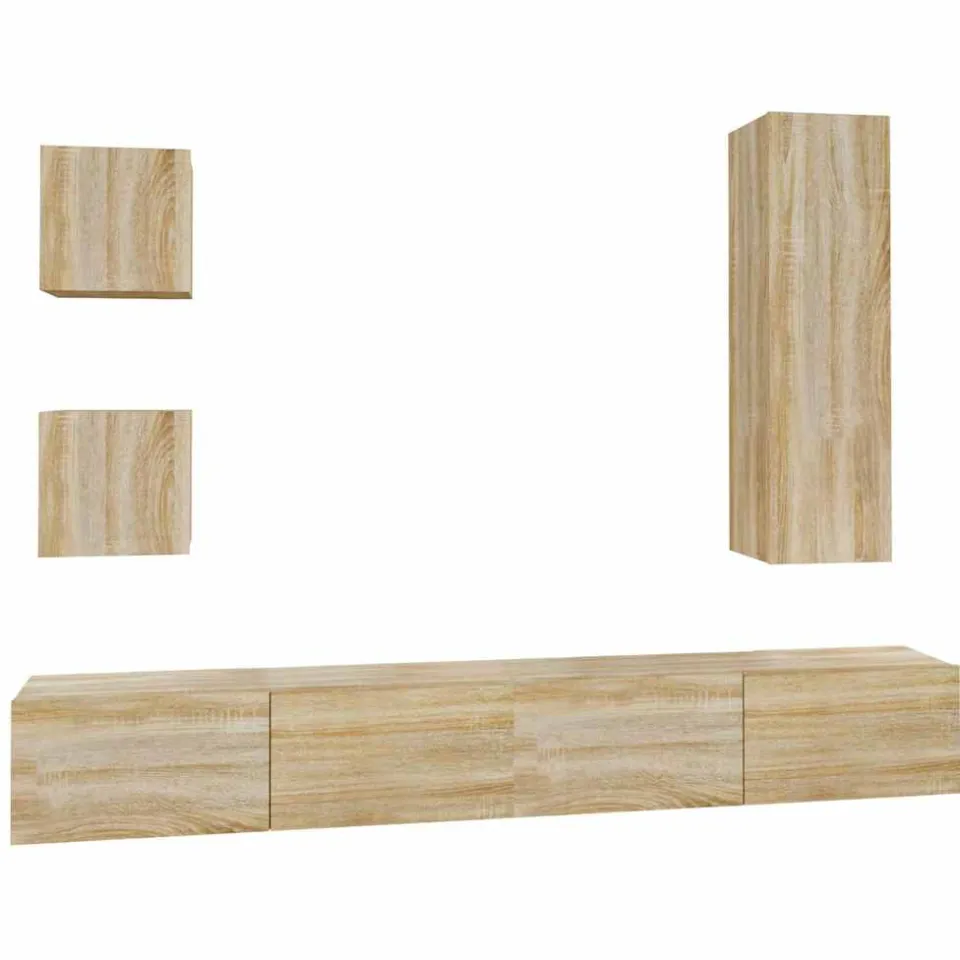 vidaXL 5-delige Tv-meubelset bewerkt hout sonoma eikenkleurig Bruin