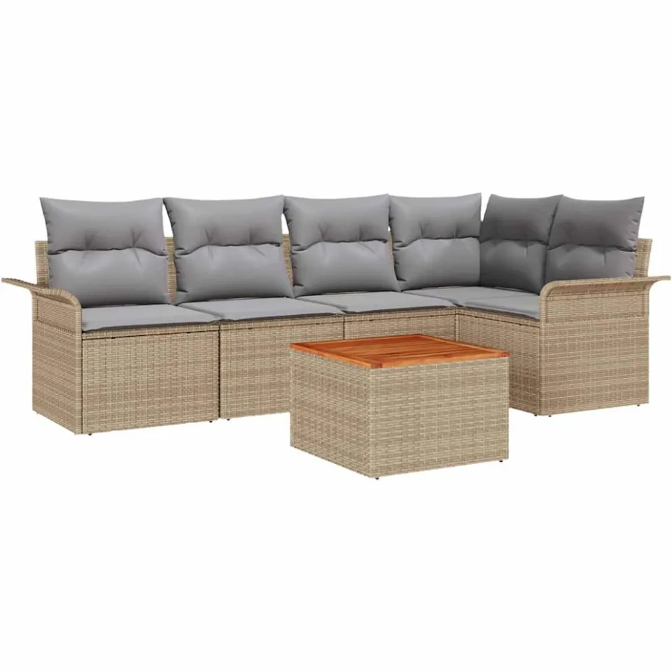 vidaXL Tuinbankenset 6 st Beige poly rattan