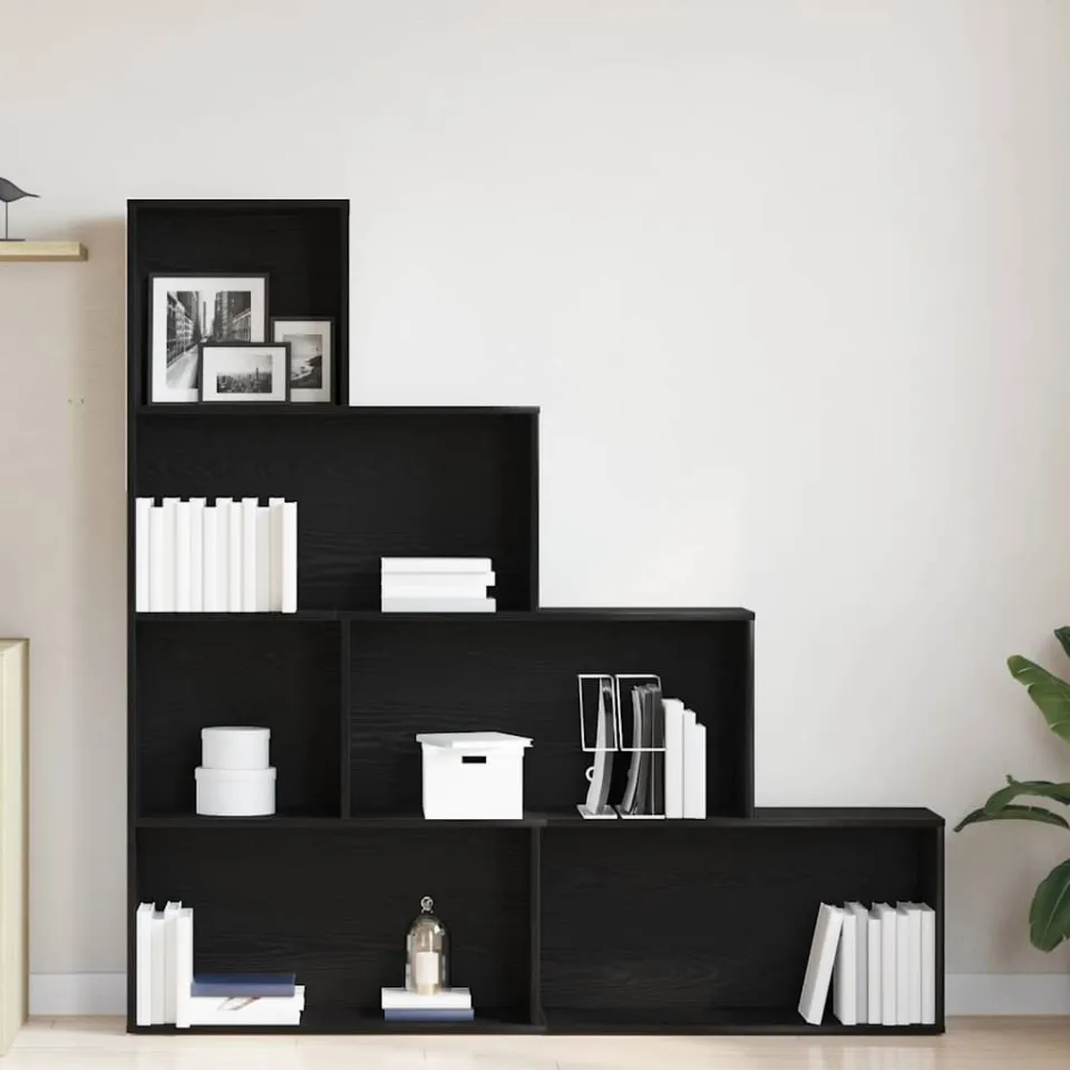 vidaXL Boekenkast 6-laags 155 x 24 x 160 cm Bewerkt hout Zwart Eiken, foto 4