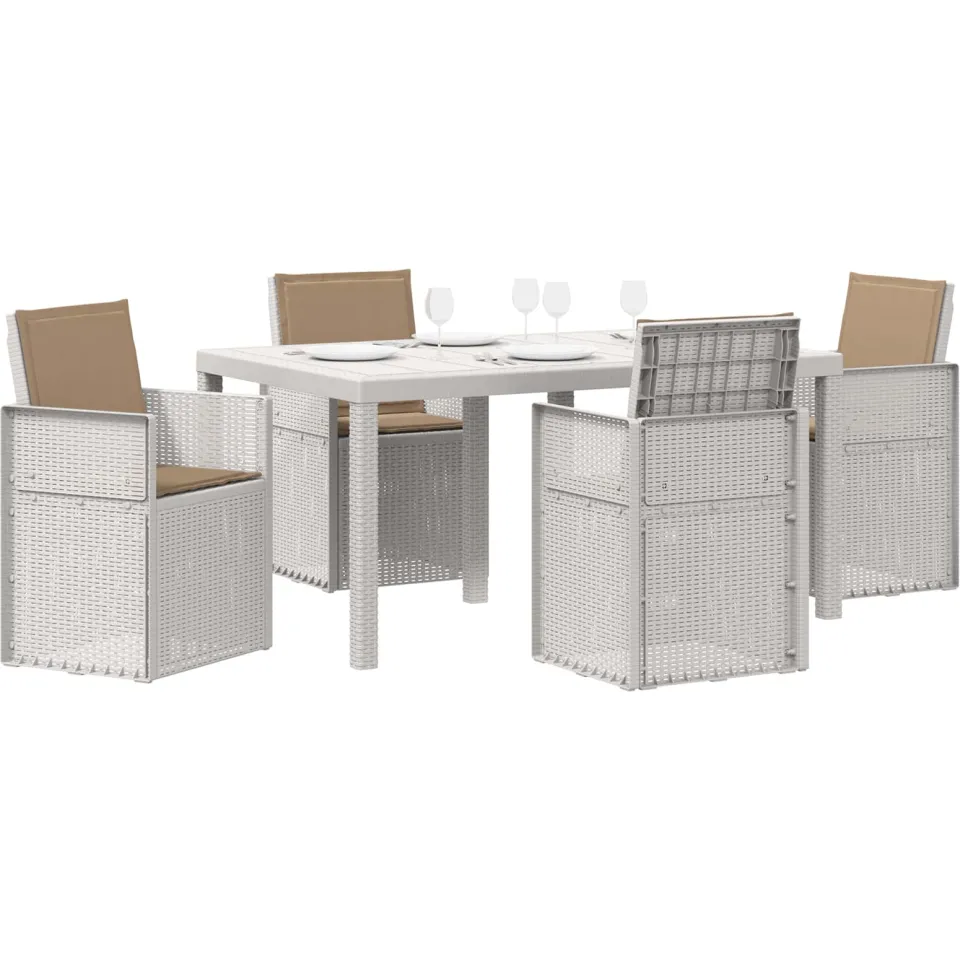 vidaXL Tuin eettafelset 5 st 4-zits Wit en Taupe PP