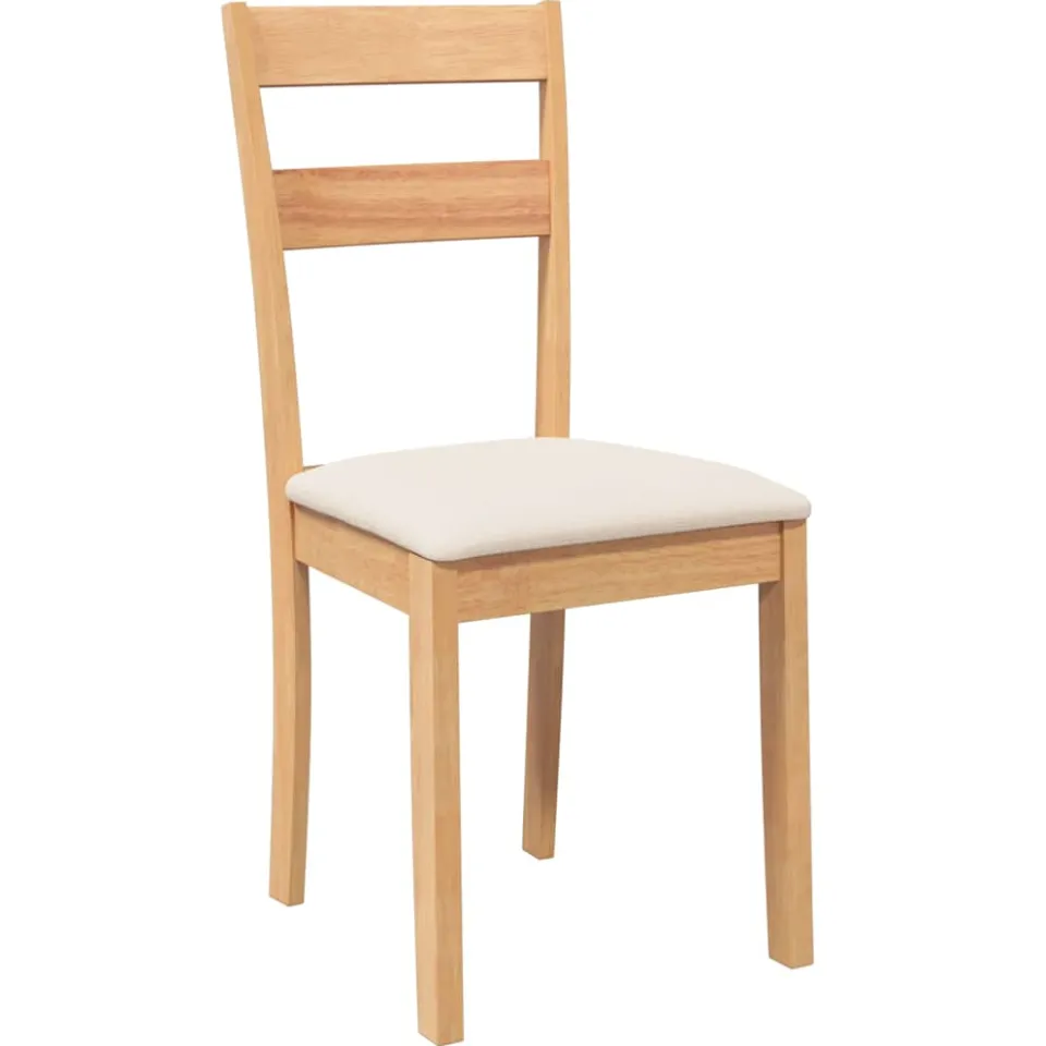 vidaXL Eetkamerstoelen met kussens 2 st massief hout naturel rubber, foto 4