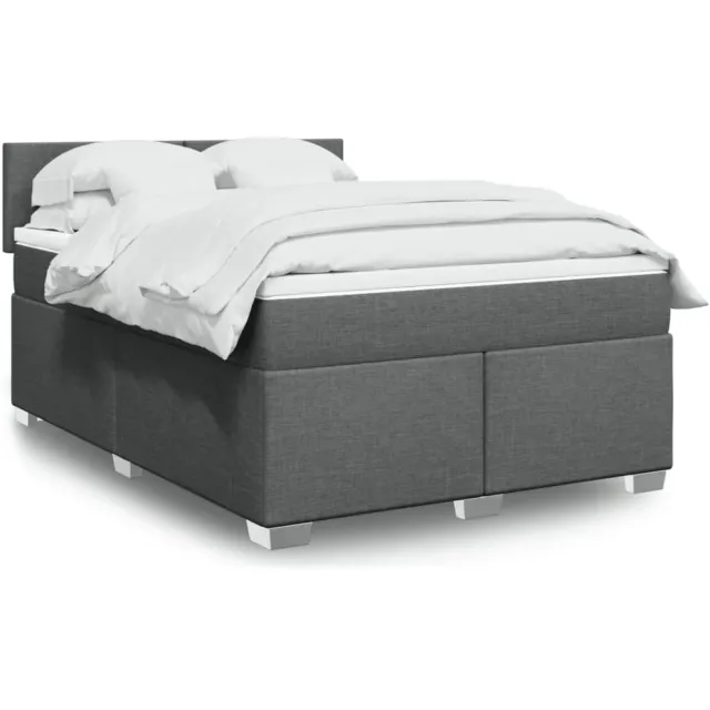 vidaXL Boxspring met matras stof donkergrijs 160x200 cm