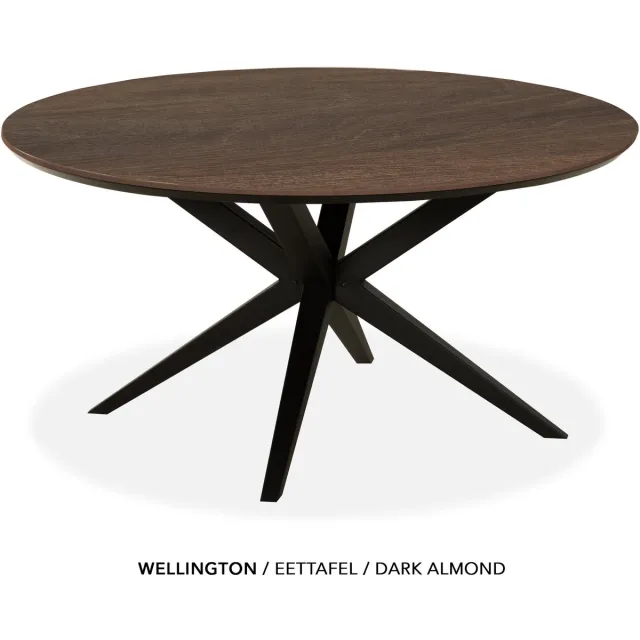 Maxfurn Eettafel rond met verjongde rand | Zeer krasvast | Kleur: Dark almond | diameter 120cm
