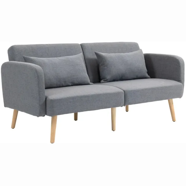 ZYLARO Slaapbank 3-zits - Gastentweepersoonsbed - Draagvermogen Tot 240 kg - Neerklapbare Rugleuningen - Houten Frame - 170 x 83 x 80 cm - Grijs