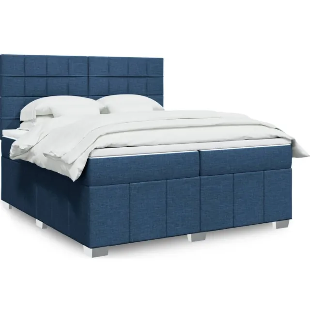 vidaXL Boxspring met matras stof blauw 200x200 cm