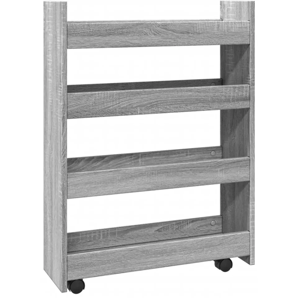 vidaXL Opbergtrolley smal 4-laags bewerkt hout grijs sonoma eiken, foto 3