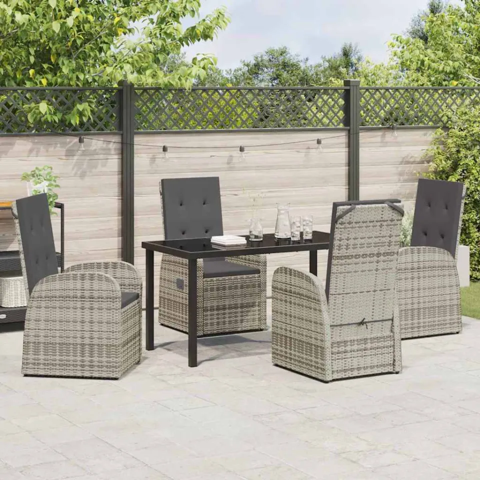 vidaXL Tuin eettafelset 5 st Grijs poly rattan, foto 3