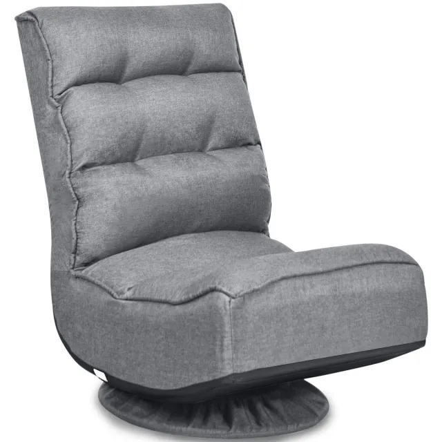 Costway Vloerstoel, 360 graden draaibaar, vloerstoel met 5-voudig verstelbare rugleuning, gamestoel gevoerd, vloerbank, meditatiestoel, tot 150 kg belastbaar, Lazy Sofa (grijs)
