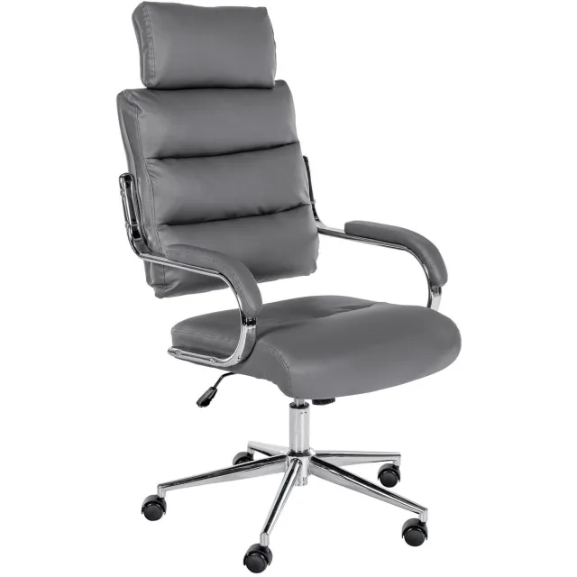 CLP Campo Bureaustoel - ergonomisch - voor volwassenen - met armleuningen - kunstleer - grijs