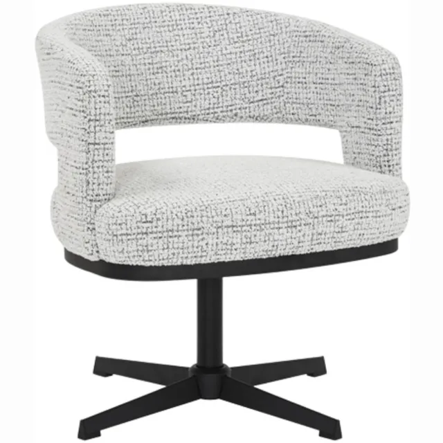 Bronx71 Draaifauteuil Gino gemêleerde stof off white/zwart Wit, Zwart