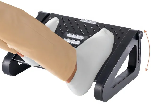 Ibenzoa Verstelbare ergonomische voetensteun met massagefunctie voor ultiem comfort zwart