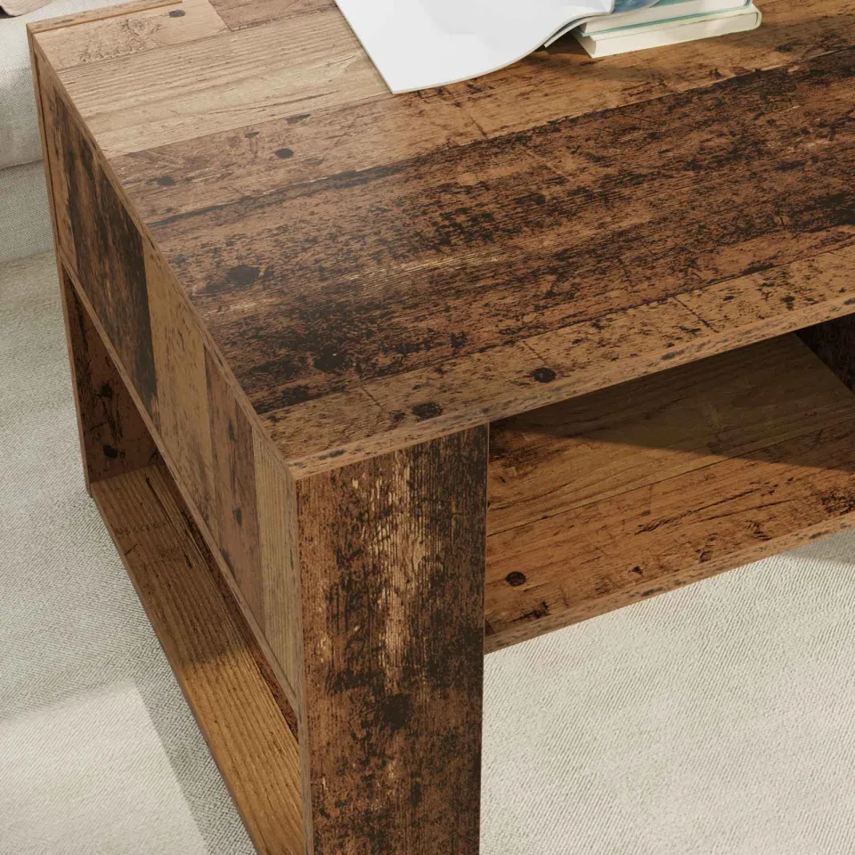vidaXL Salontafel Oudhout 92 x 53 x 45 cm Bewerkt hout bruin, foto 4