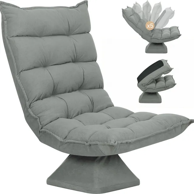 Homcom Vloerstoel - Microvezelfluwelen stof - 62x70x95cm - Grijs