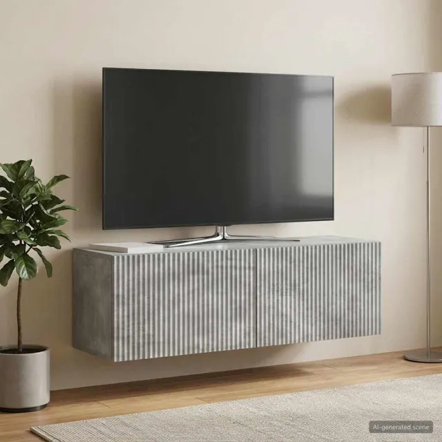 vidaXL Wandbeugel TV-kast 98 x 31 x 30 cm Betongrijs Bewerkt hout