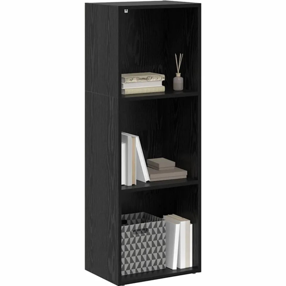 vidaXL Boekenkast 3-laags 40 x 30 x 114 cm Bewerkt hout Zwart Eiken