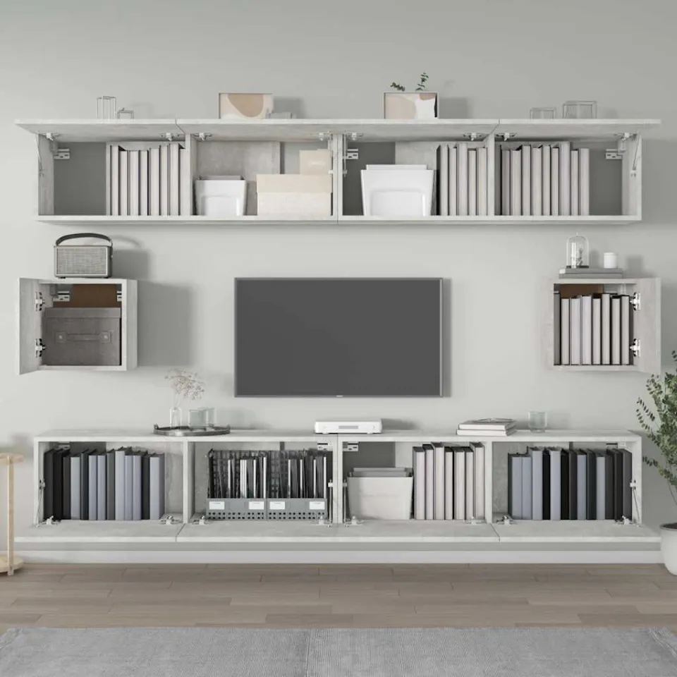 vidaXL 6-delige Tv-meubelset bewerkt hout betongrijs grijs, foto 3
