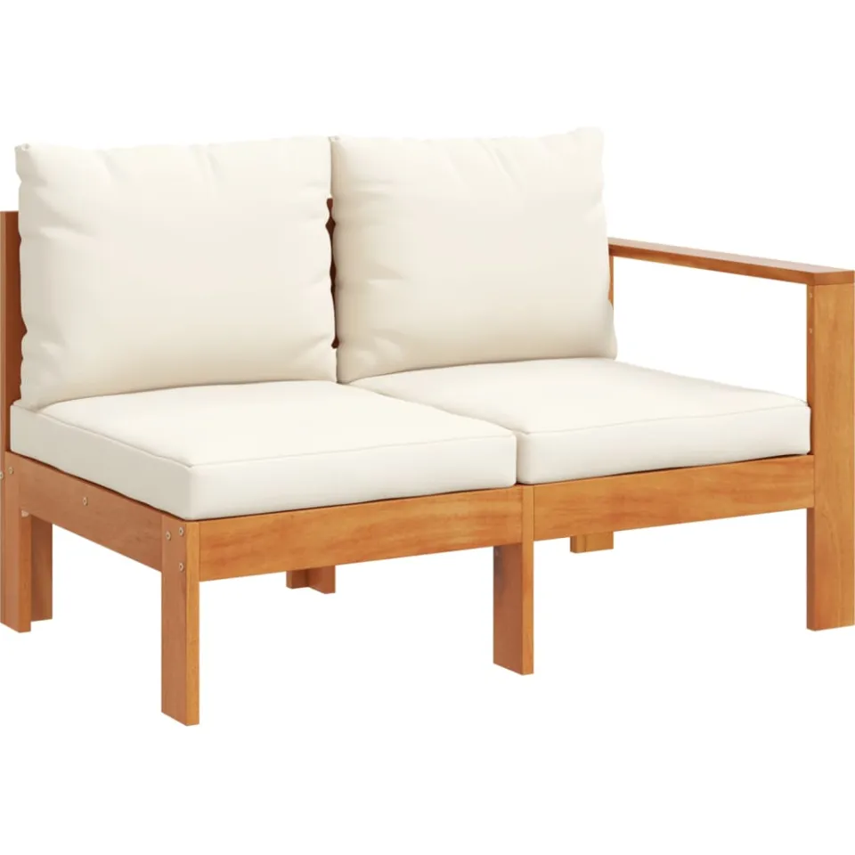 vidaXL 5-delige Loungeset met kussens massief acaciahout crème, foto 4