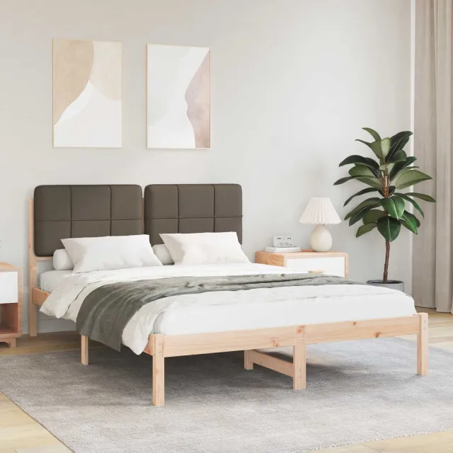 vidaXL Bedframe met Gevoerd Hoofdgedeelte Taupe 140 x 190 cm