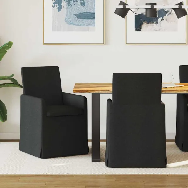 vidaXL Eettafelstoelen 2 st Stof Zwart 57 x 68 x 94 cm Groen