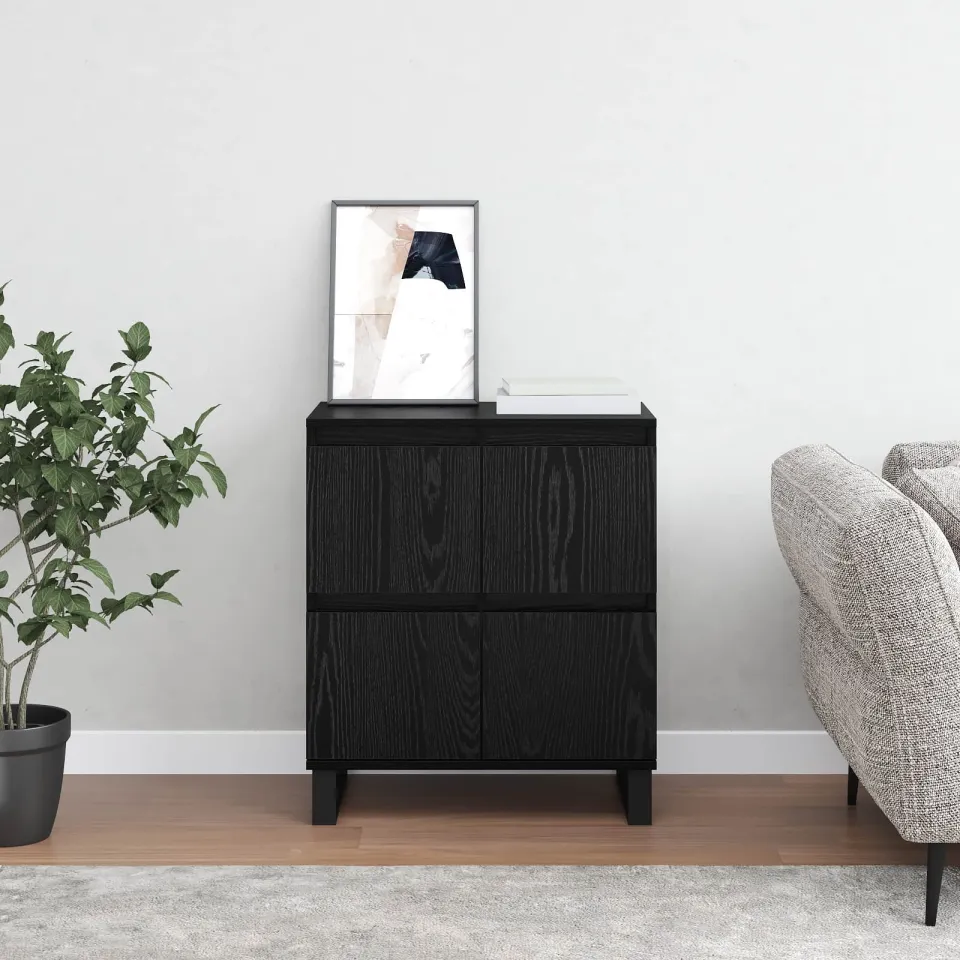 vidaXL Dressoir Zwart Eiken 60 x 35 x 70 cm, foto 3