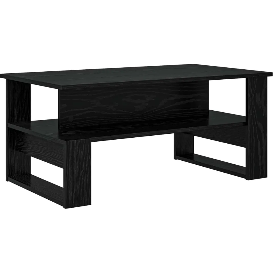 vidaXL Salontafel Zwart Eiken 90 x 50 x 40 cm Bewerkt hout, foto 3