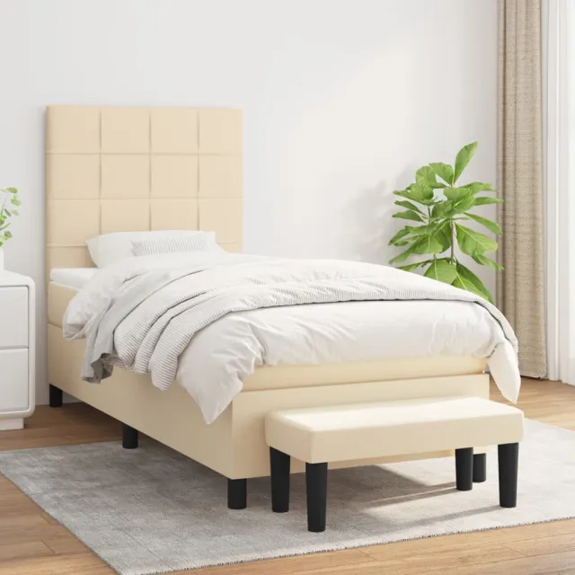 vidaXL Boxspring met matras stof crèmekleurig 90x190 cm