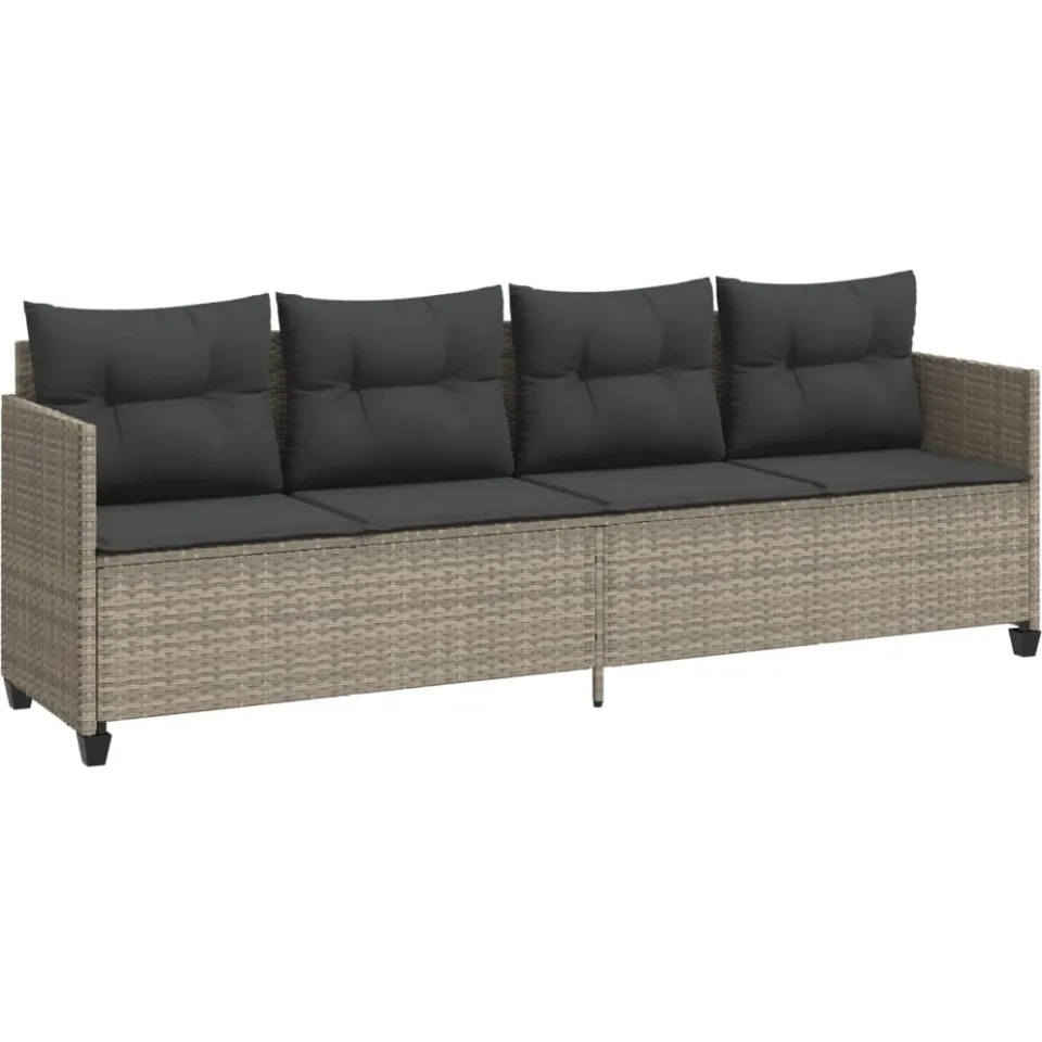 vidaXL 5-delige Loungeset met kussens poly rattan lichtgrijs grijs