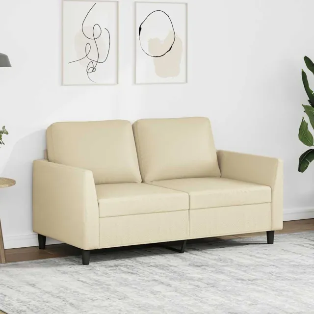 vidaXL Tweezitsbank 120 cm kunstleer crèmekleurig