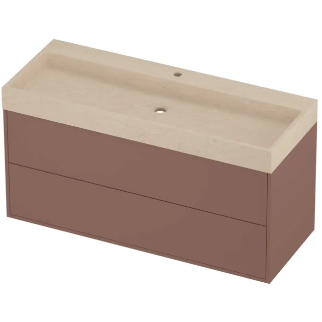 Proline Evoli Badmeubelset Hardsteen Loft 1 Gat 120x46x62 cm Sand Stone Beauty Blush Rosé Goud