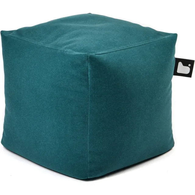 Extreme Lounging b-box suede - vierkante poef - voor binnen - zacht suede stof - 40x40cm - teal Blauw