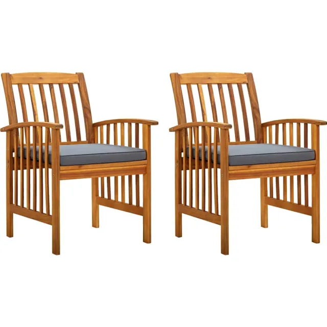 vidaXL Tuinstoelen 2 st met kussens massief acaciahout Grijs