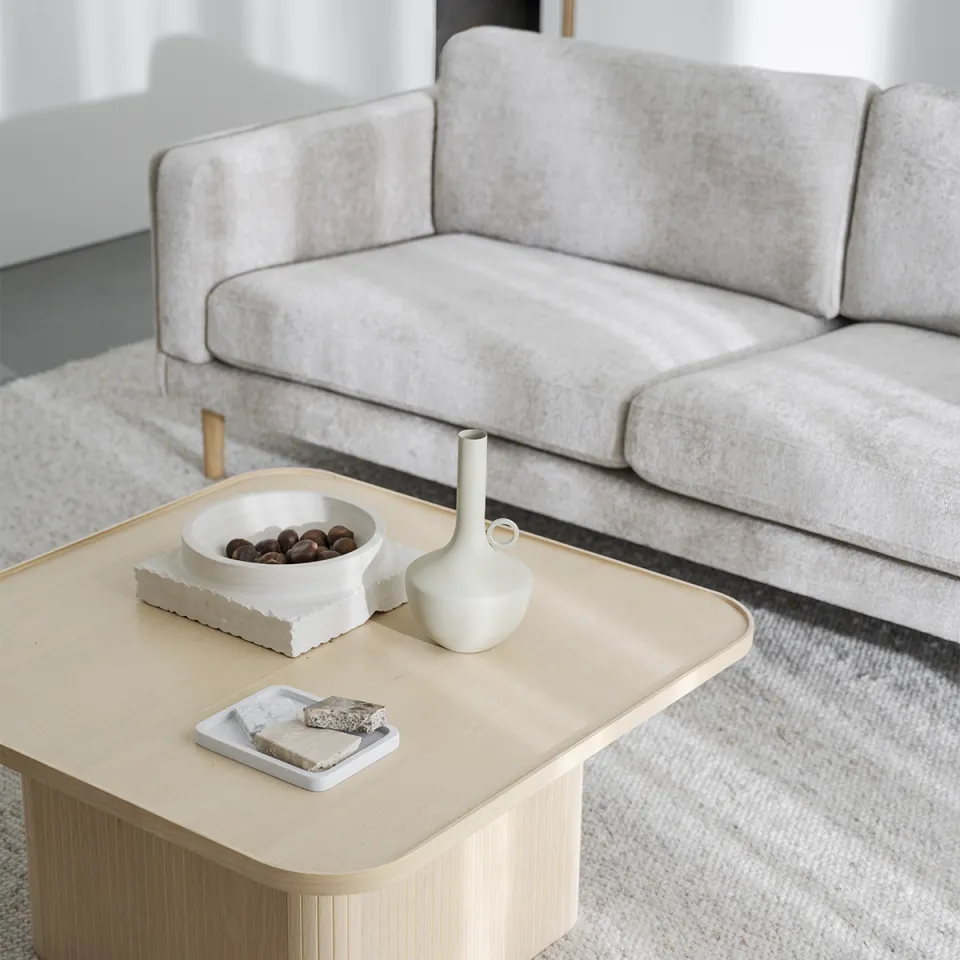 Rowico Home Braden gestoffeerde 3-zitsbank beige met houten poten - 216 cm, foto 4