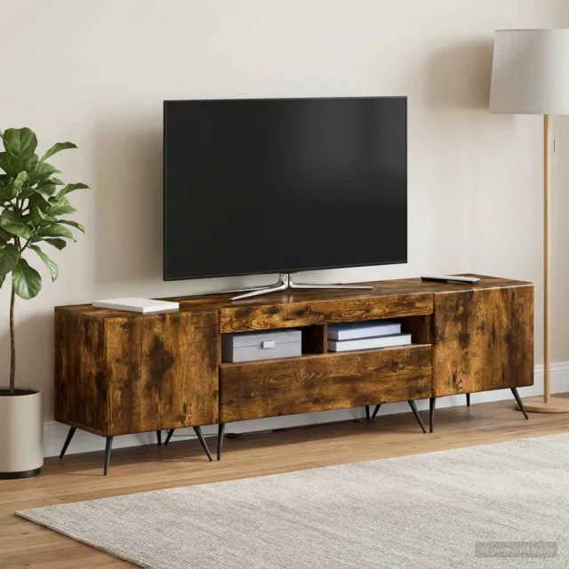 vidaXL LED tv-meubel BREDA 3 st Gerookt eiken Bewerkt hout, foto 2