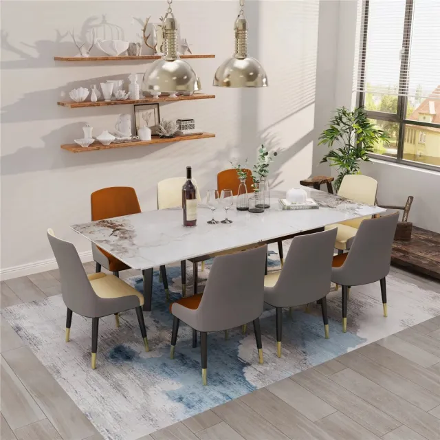 SteeFly® Uitschuifbare Eettafel – Verlengbare Eettafel Voor Woonkamer – Moderne Eettafels – 150-180cm – Bentley White