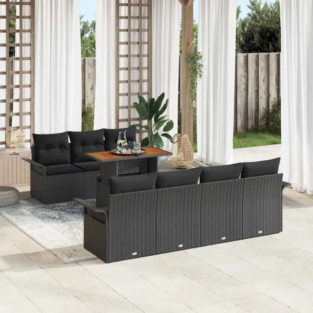 vidaXL Tuin Sofa Set 8 st Zwart Poly riet, foto 2