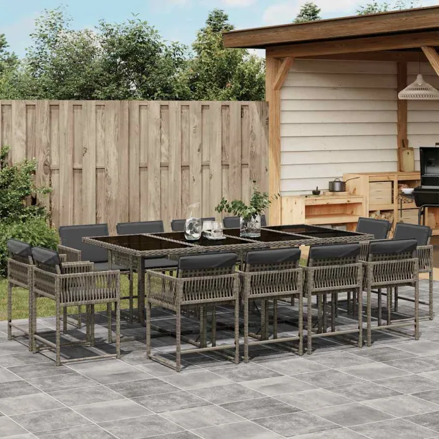 vidaXL 13-delige Tuinset met kussens poly rattan grijs, foto 2