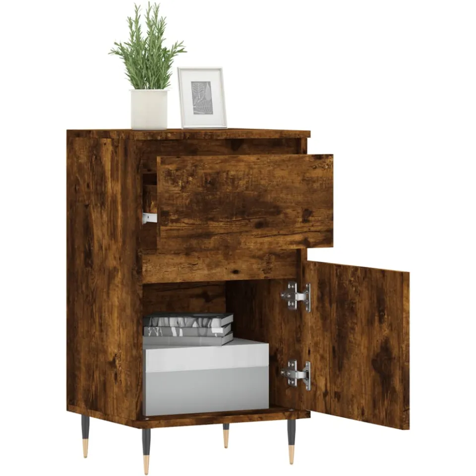 vidaXL Dressoir 40x35x70 cm bewerkt hout gerookt eikenkleurig, foto 4