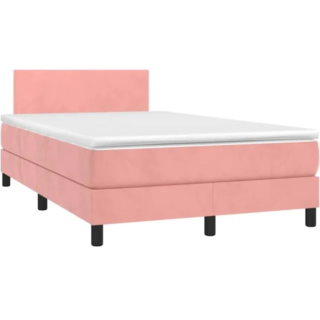 vidaXL Boxspring met matras en LED fluweel roze 120x190 cm