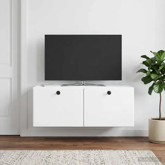 vidaXL Wandbeugel TV-kast 78,5 x 31 x 30 cm Wit Bewerkt hout