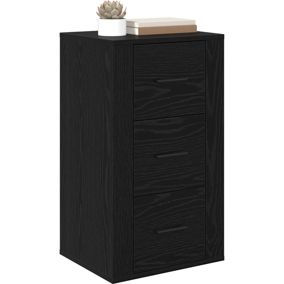 vidaXL Dressoir Zwart Eiken 40 x 33 x 70 cm Bewerkt hout
